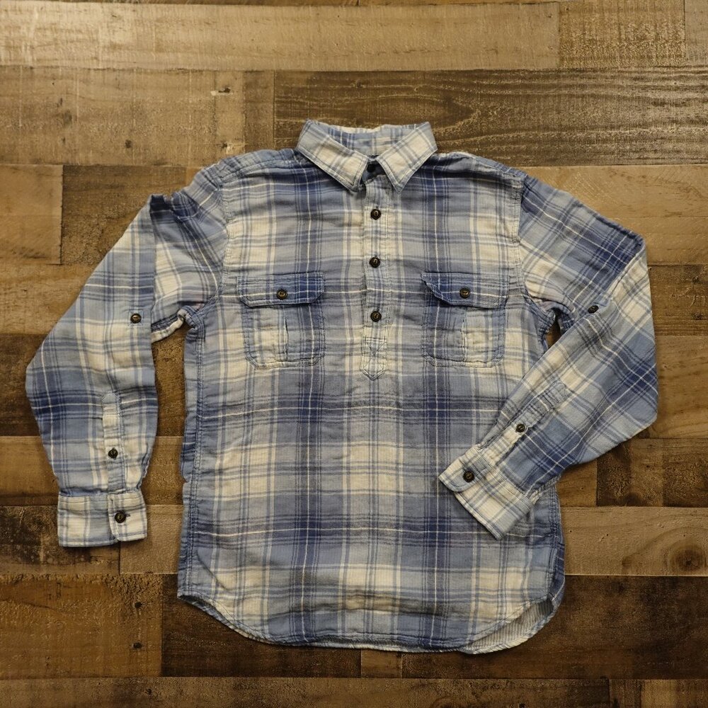 Lucky Brand Plaid Flannel Shirt Men’s Medium Blue White‎ Cotton Workwear